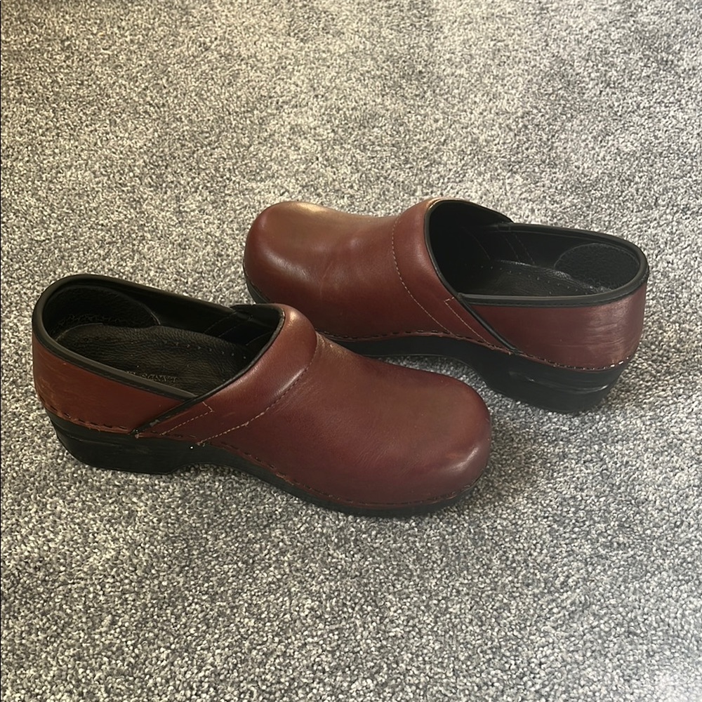 Lands' End Brown and Black Mules with Leather Finish